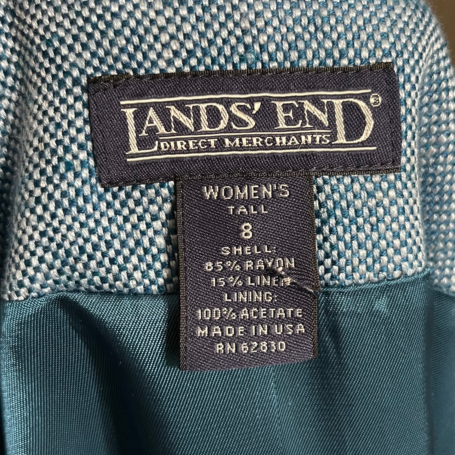 Lands End Blue Linen | Rayon One Button Blazer Sz-8 Tall