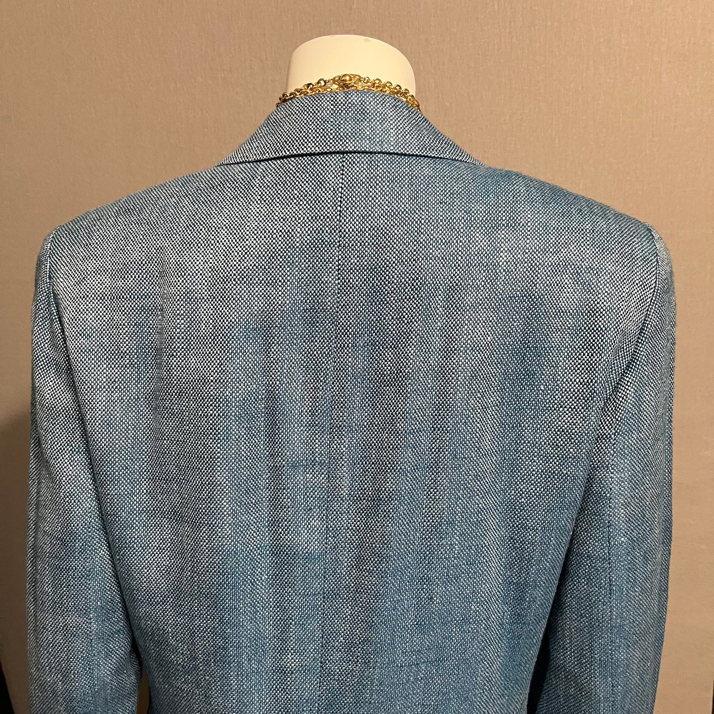 Lands End Blue Linen | Rayon One Button Blazer Sz-8 Tall