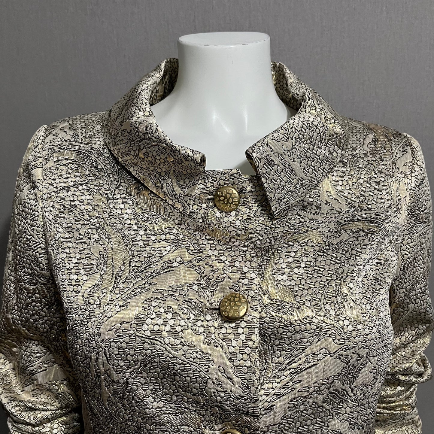 Peck & Peck Gold Shimmer Metallic Cropped Jacket Sz-6