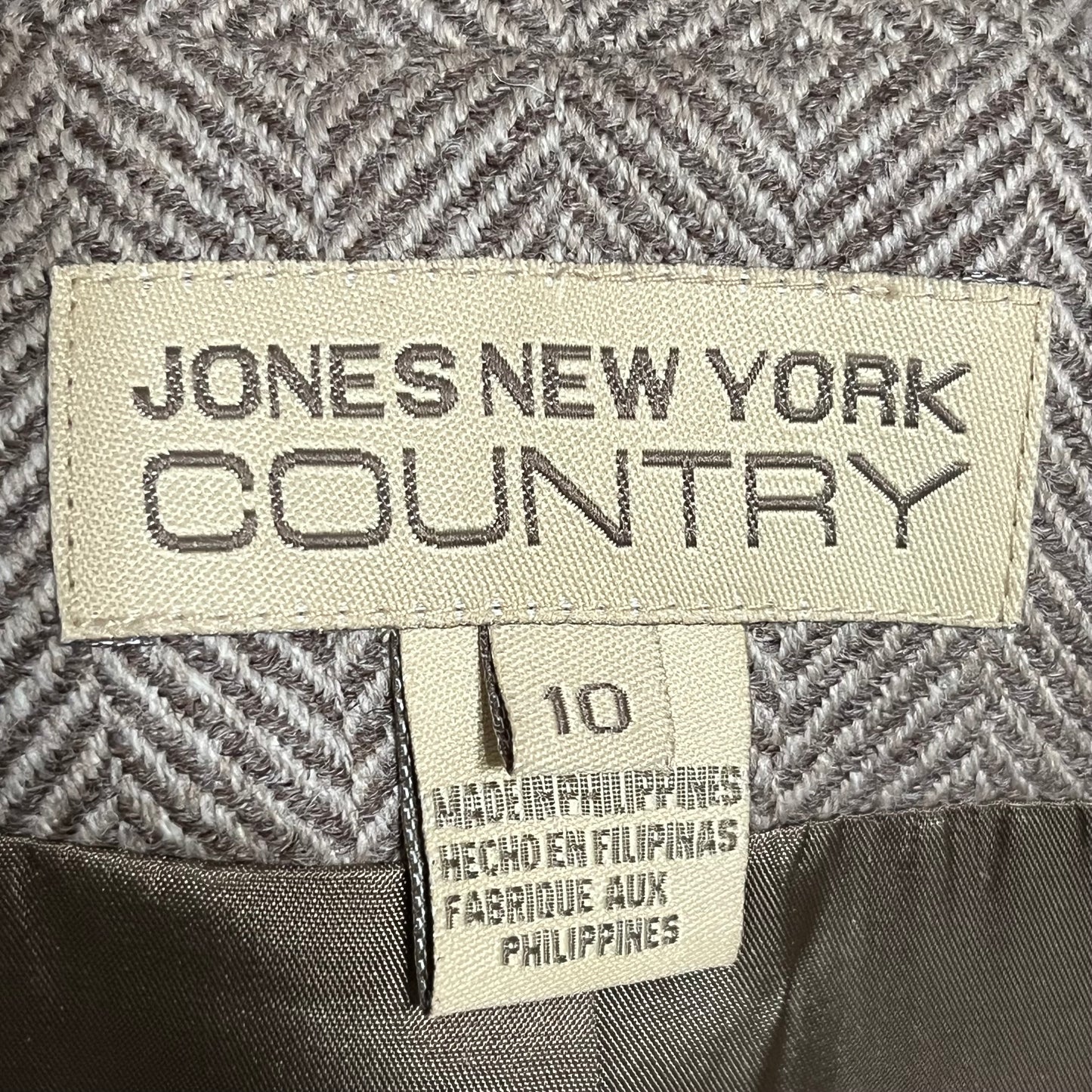 Vintage Jones New York 100% Lana Wool Herringbone Blazer Sz-10