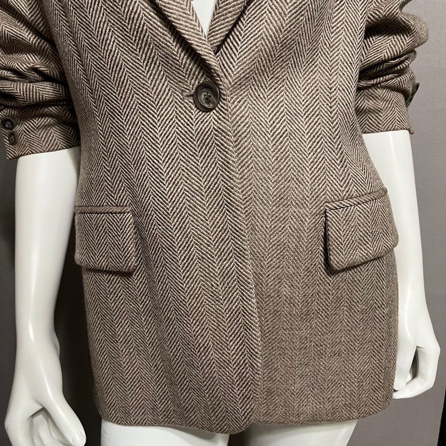 Vintage Jones New York 100% Lana Wool Herringbone Blazer Sz-10