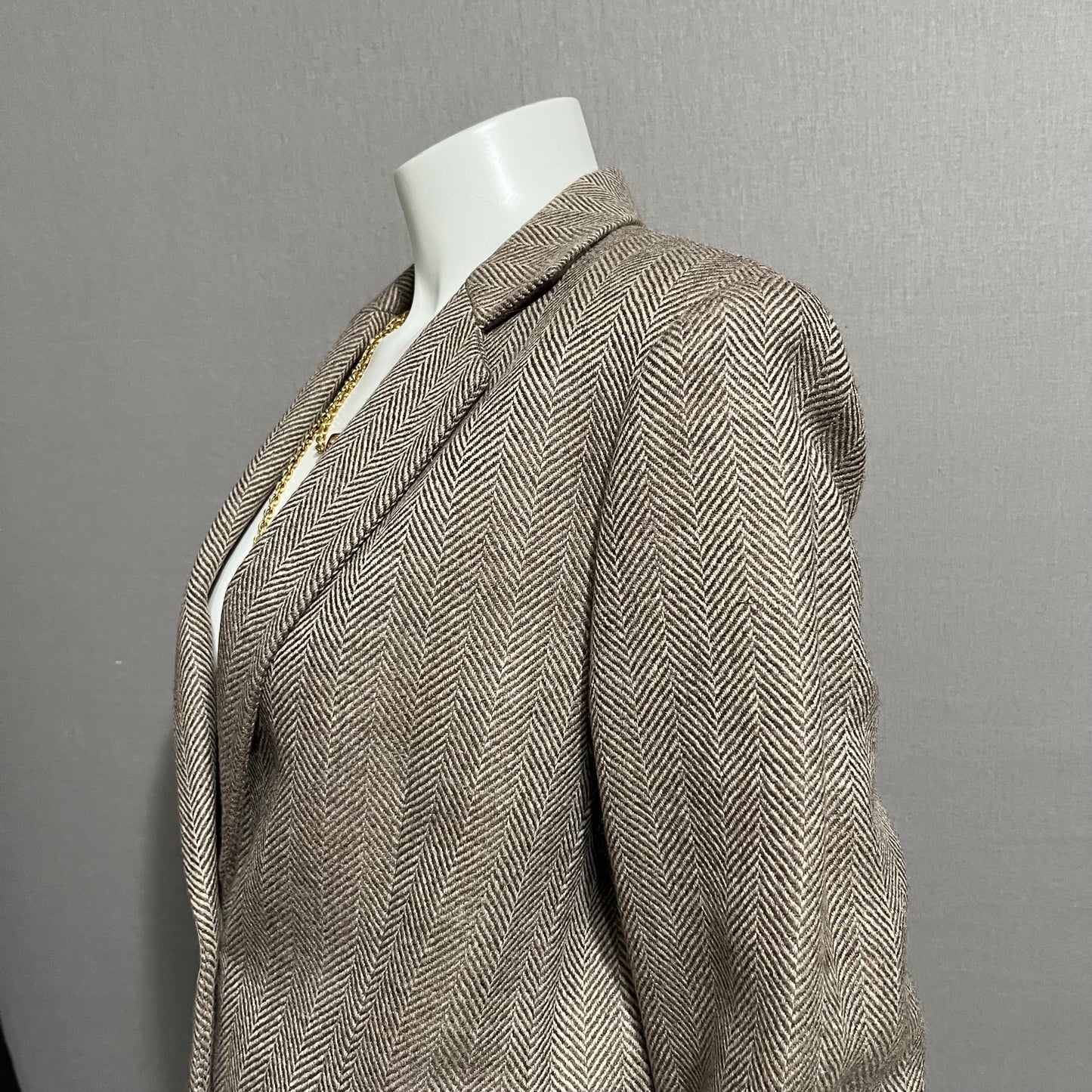 Vintage Jones New York 100% Lana Wool Herringbone Blazer Sz-10