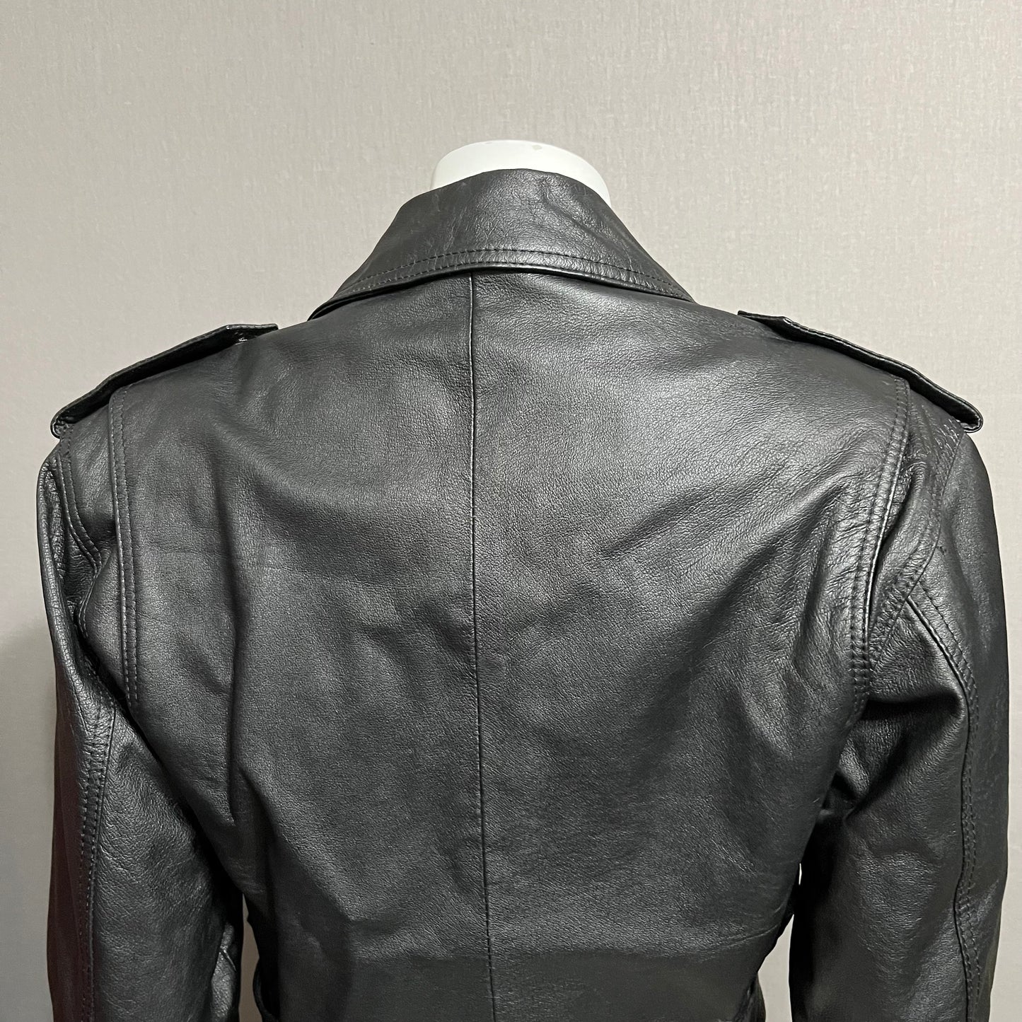 Wilson’s Black Leather Motorcycle Cropped Jacket Sz-Small