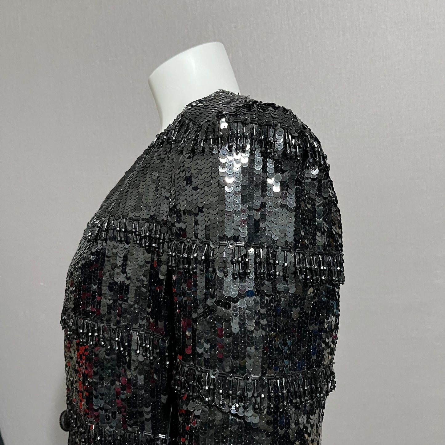 Nolan Miller Black Sequin Hanging Beaded Blazer Sz-16