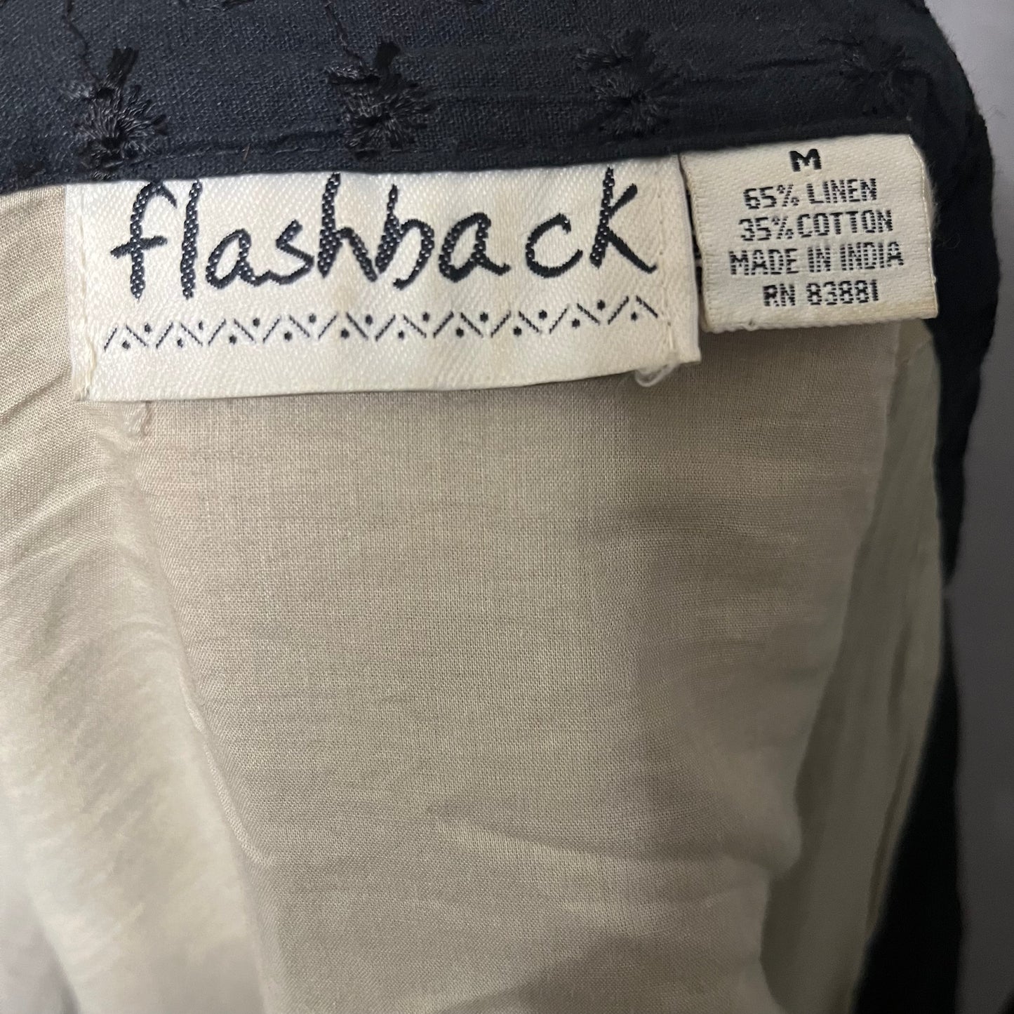 Vintage Flashback Linen | Cotton Black | Tan Jacket Sz-Medium