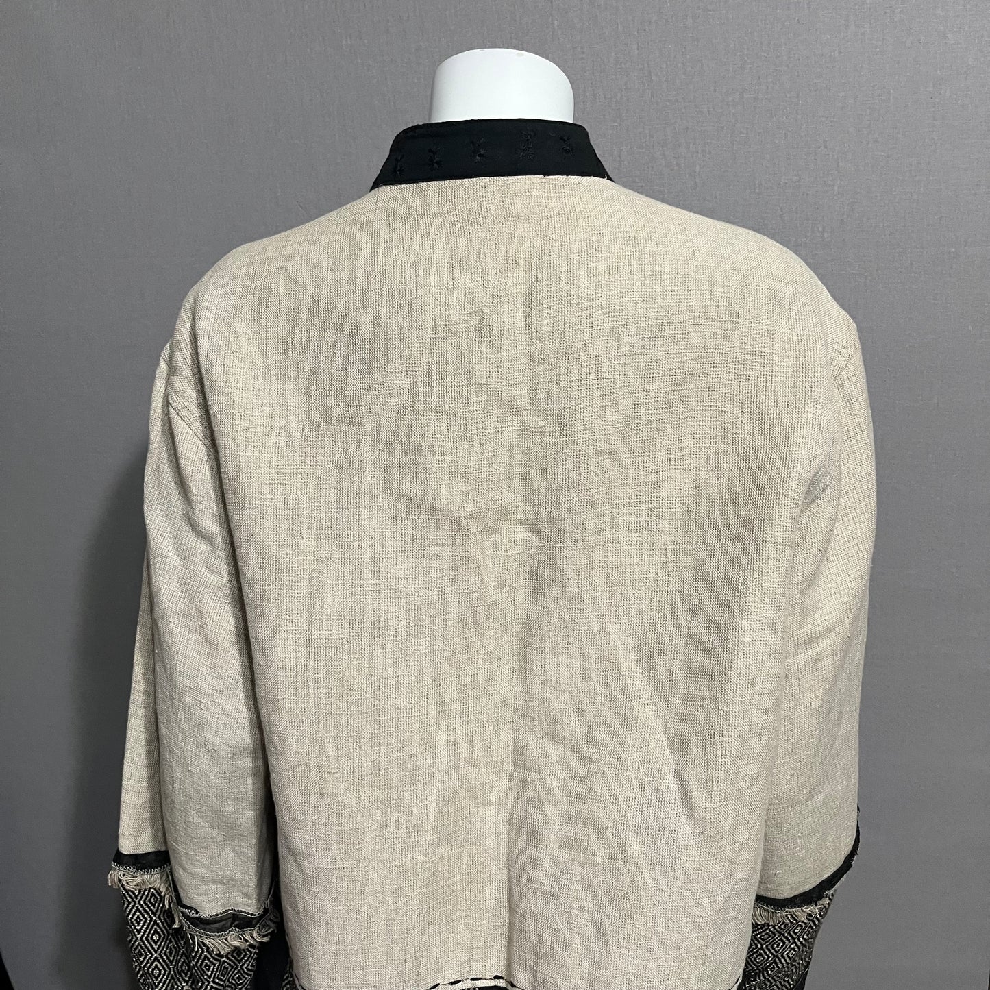 Vintage Flashback Linen | Cotton Black | Tan Jacket Sz-Medium