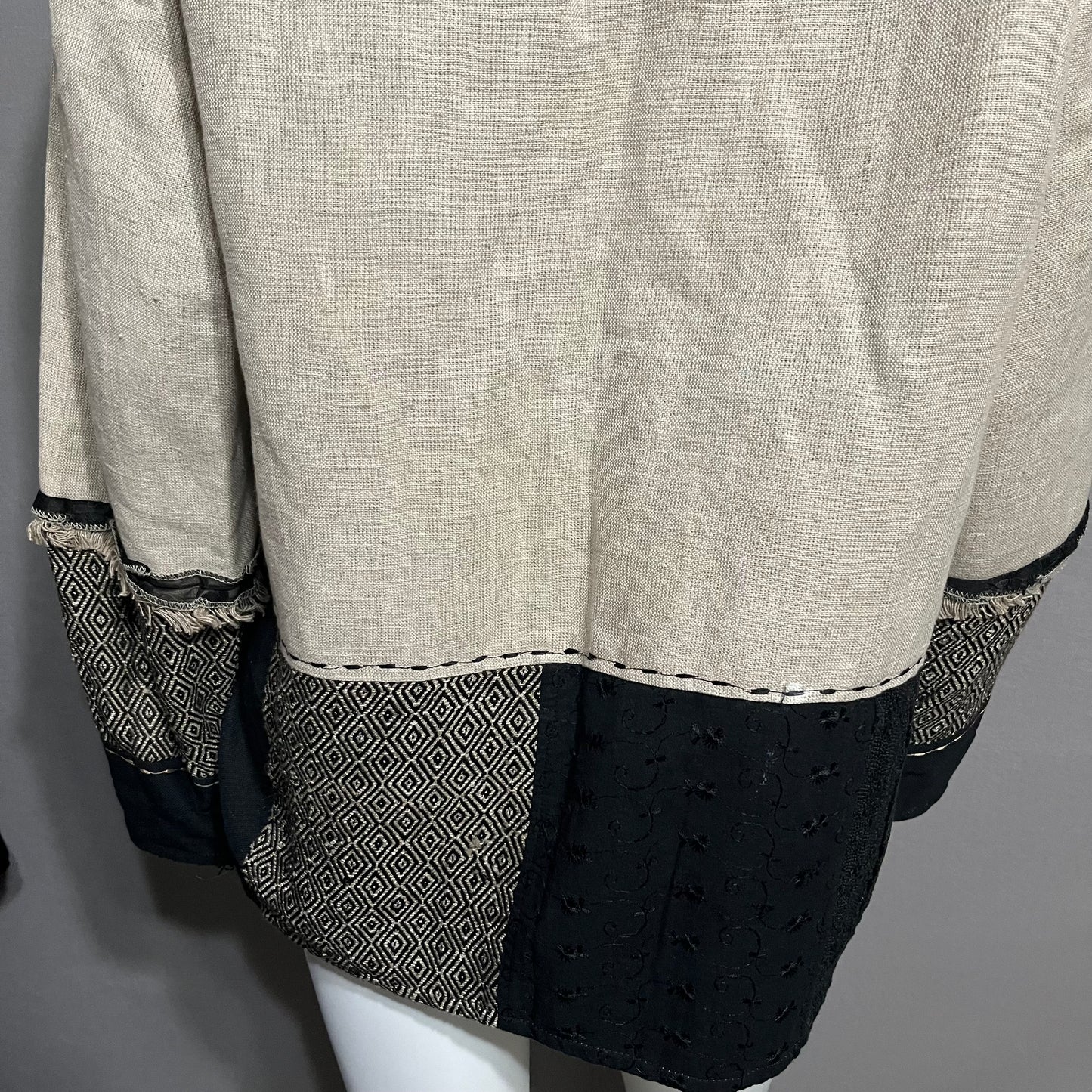 Vintage Flashback Linen | Cotton Black | Tan Jacket Sz-Medium