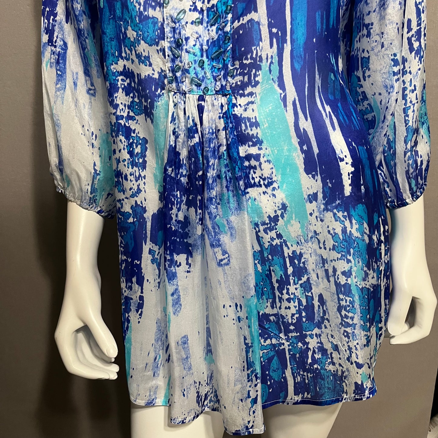 Soft Surroundings Silk Blue Tunic Blouse Sz-Large