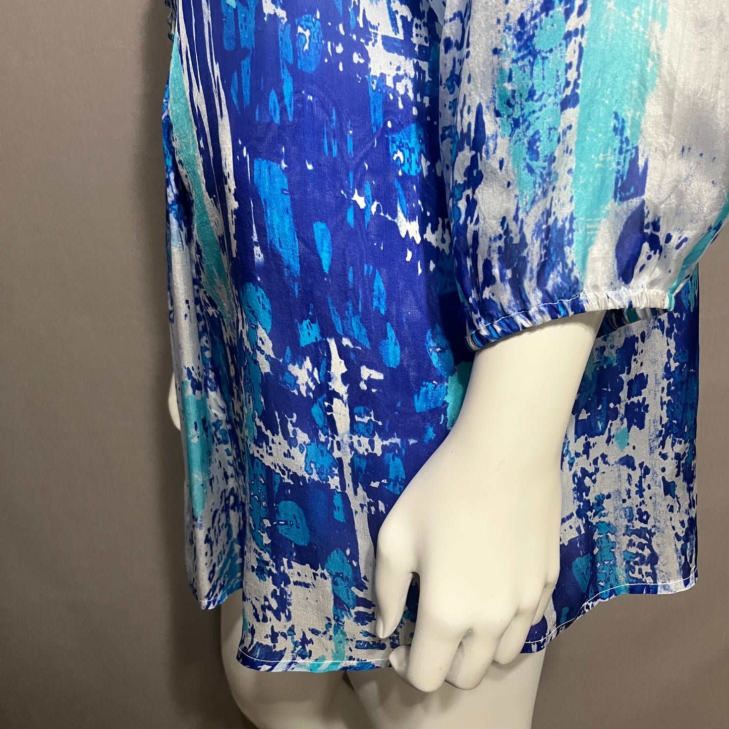 Soft Surroundings Silk Blue Tunic Blouse Sz-Large