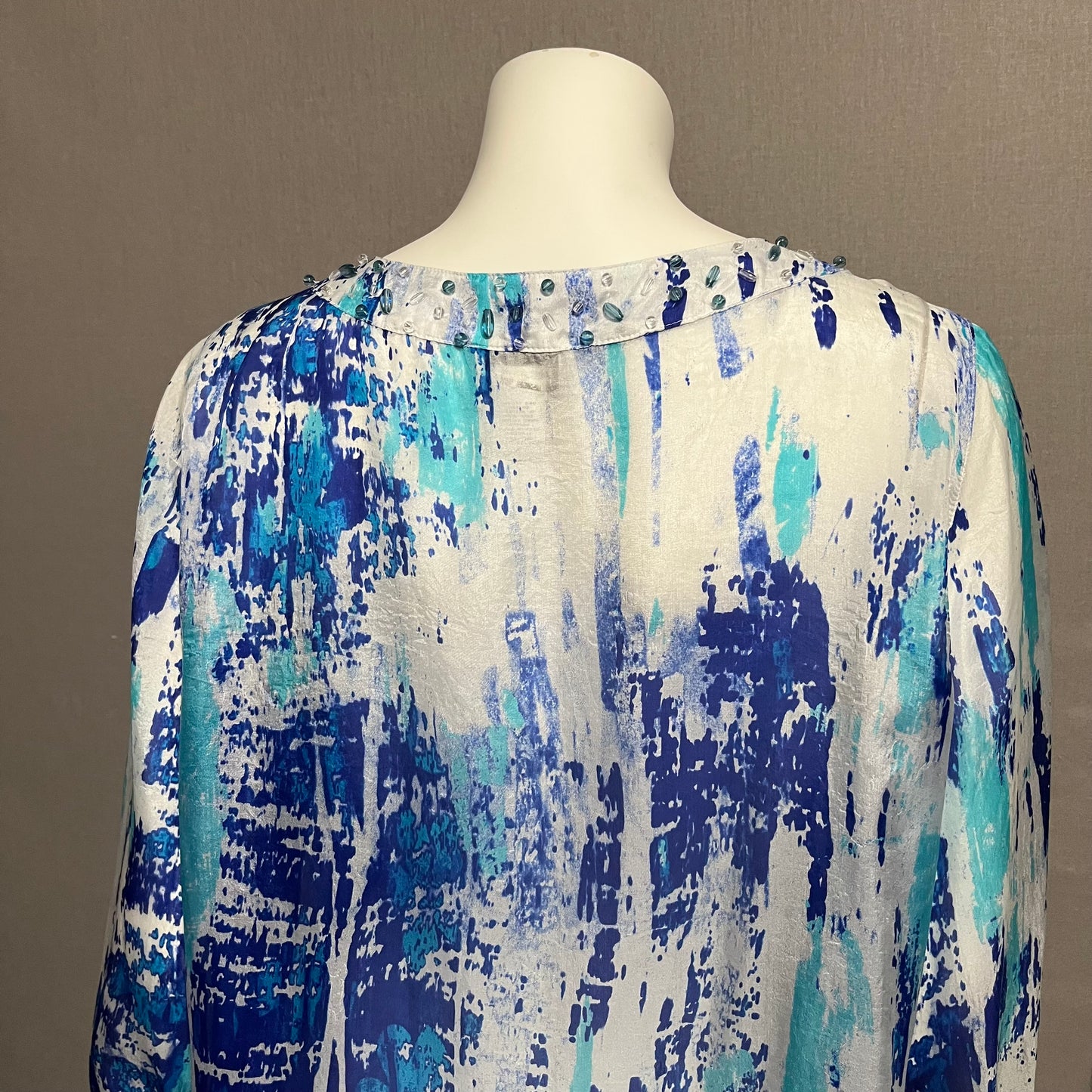 Soft Surroundings Silk Blue Tunic Blouse Sz-Large