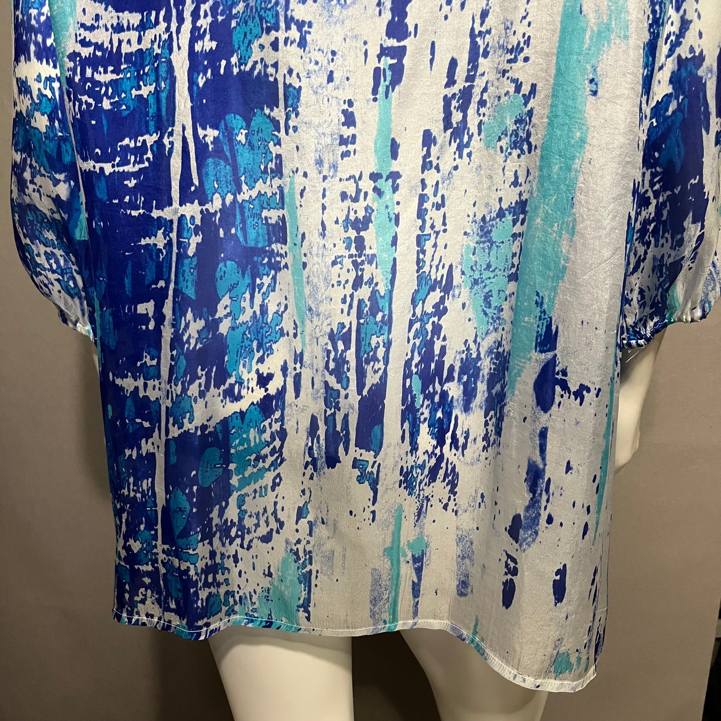 Soft Surroundings Silk Blue Tunic Blouse Sz-Large