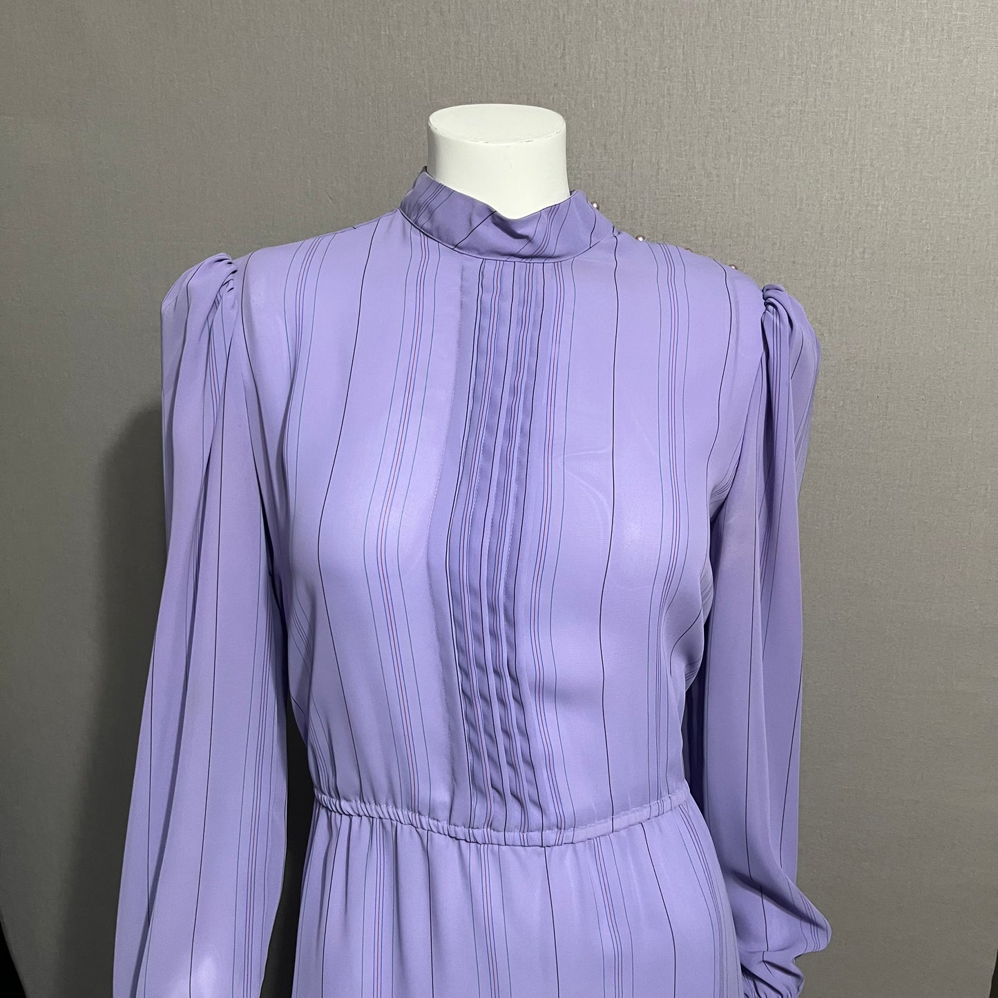 Charles Allison Lavender Sheer Stripe Dress Sz-Large