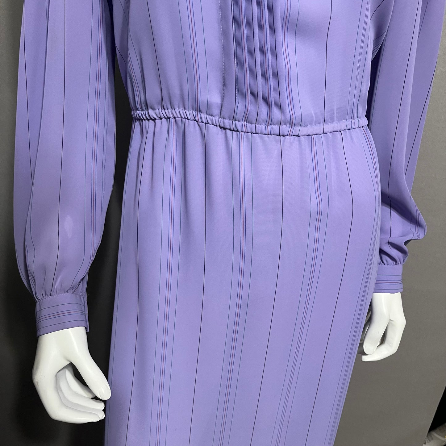 Charles Allison Lavender Sheer Stripe Dress Sz-Large