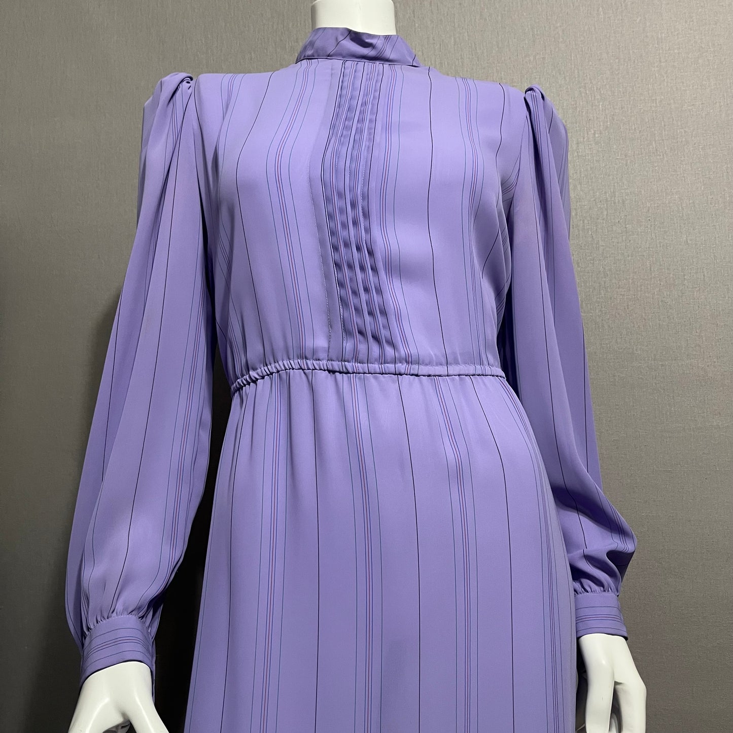 Charles Allison Lavender Sheer Stripe Dress Sz-Large