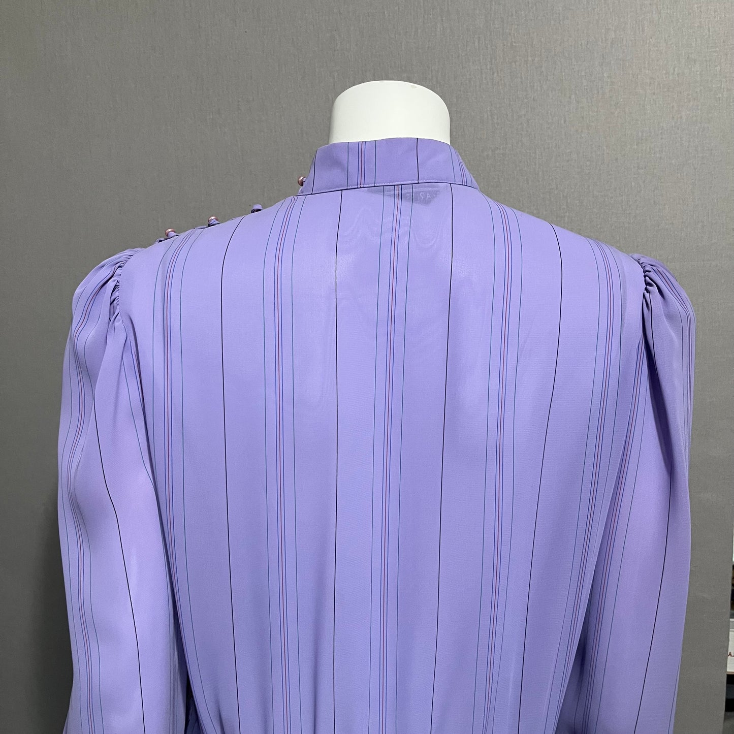 Charles Allison Lavender Sheer Stripe Dress Sz-Large