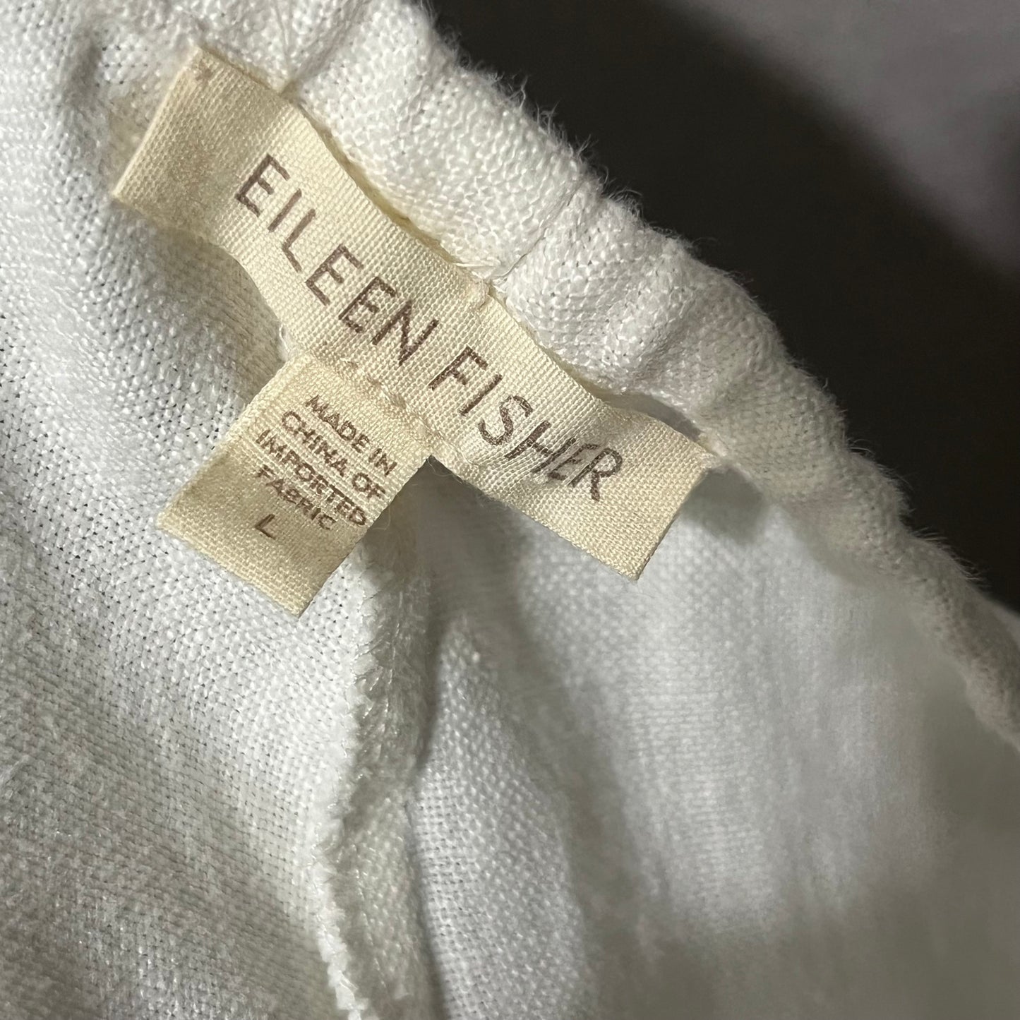 Eileen Fisher White Linen Cropped Pants Sz-Large