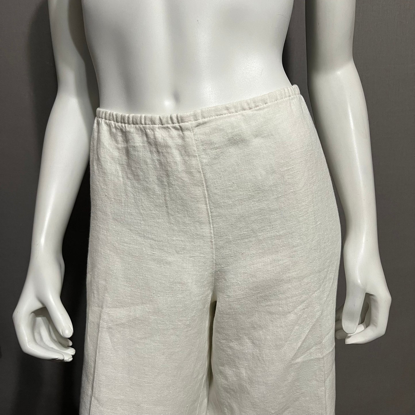 Eileen Fisher White Linen Cropped Pants Sz-Large