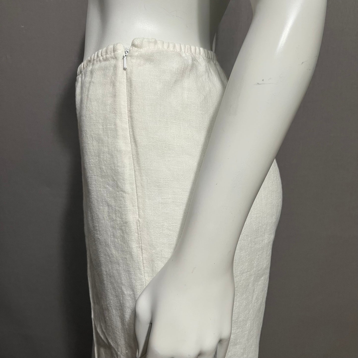 Eileen Fisher White Linen Cropped Pants Sz-Large