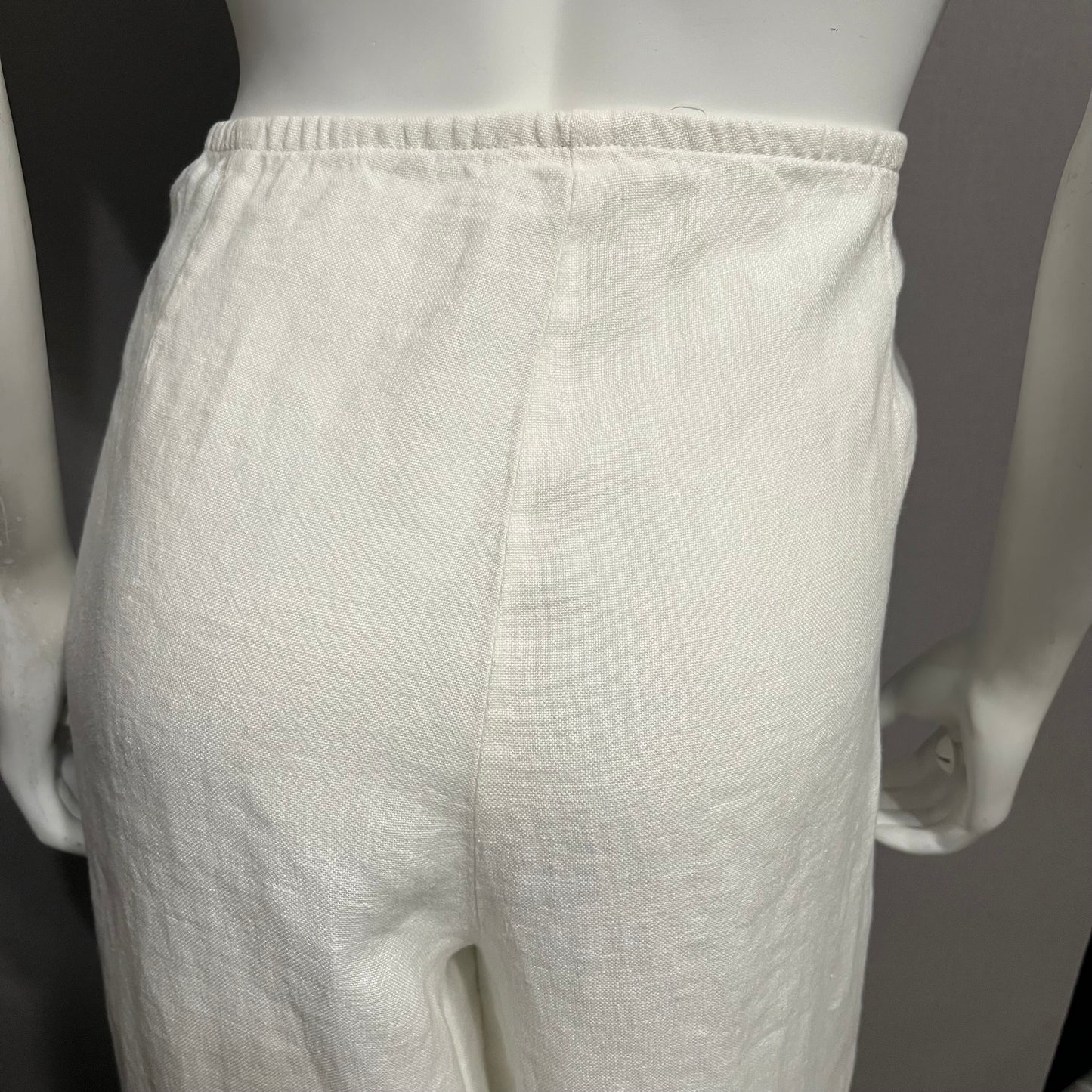 Eileen Fisher White Linen Cropped Pants Sz-Large