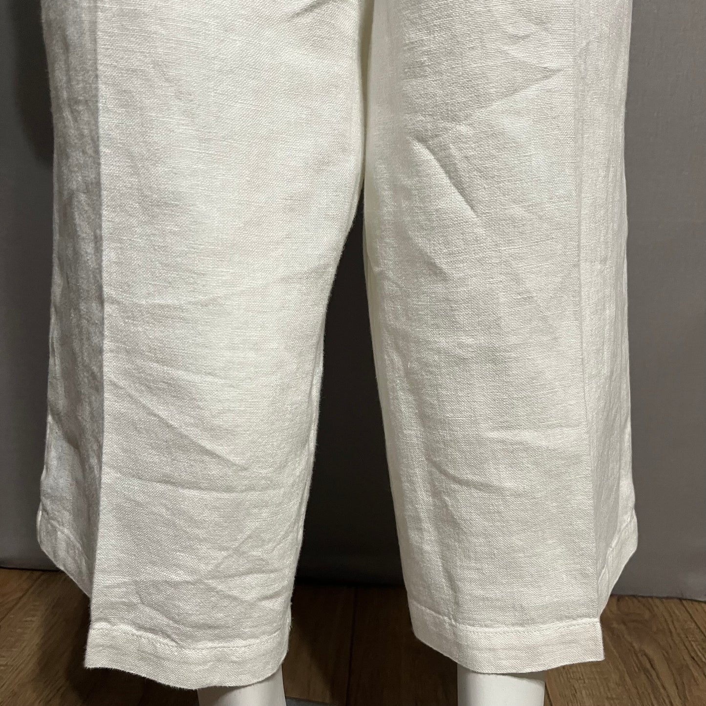 Eileen Fisher White Linen Cropped Pants Sz-Large