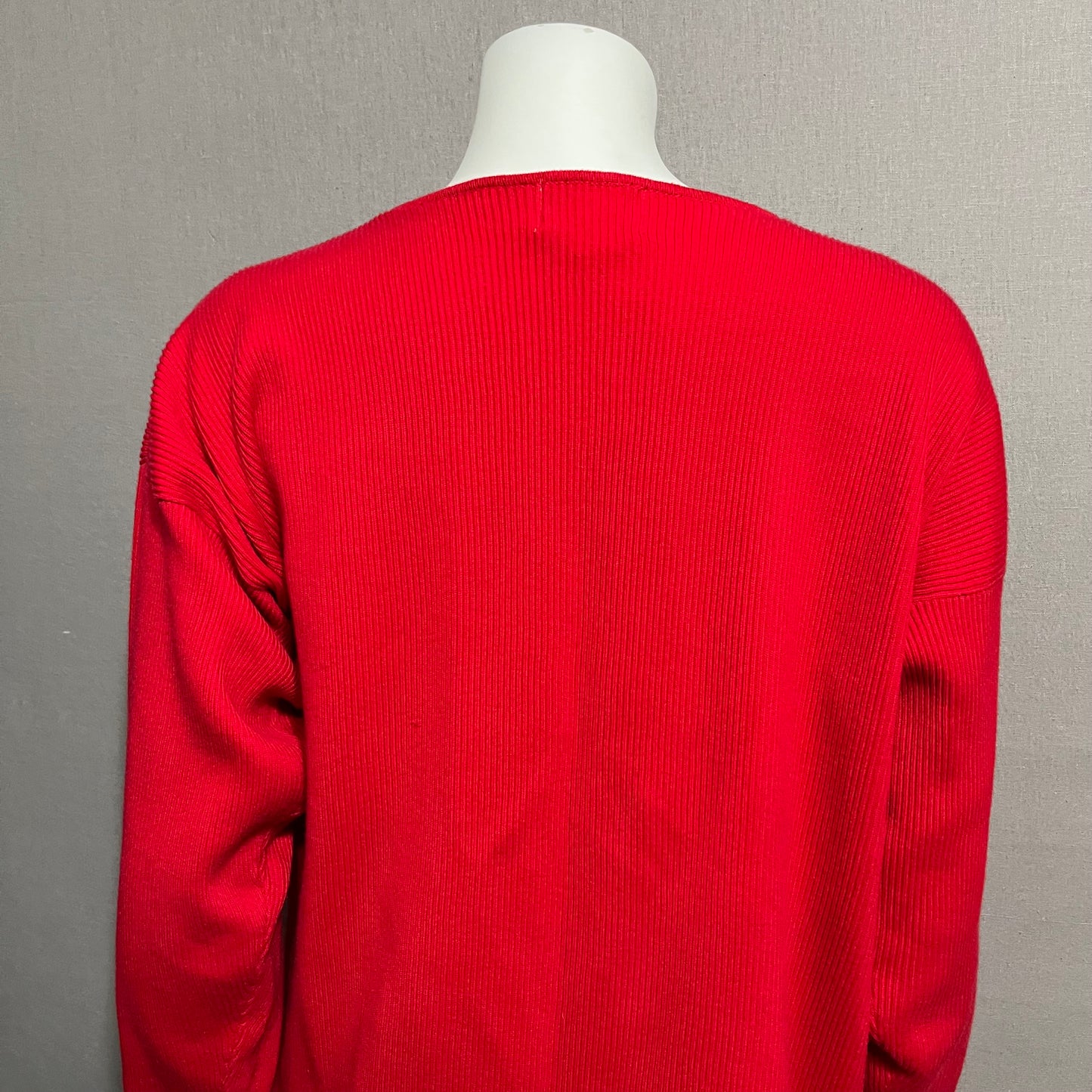 Vintage Agenda 100% Cotton Red Nautical Gold Button Cardigan Sz-Medium