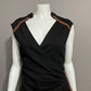 Cache Black Ponte Knit With Gathered Waist Brown Gold Accents Dress Sz-10
