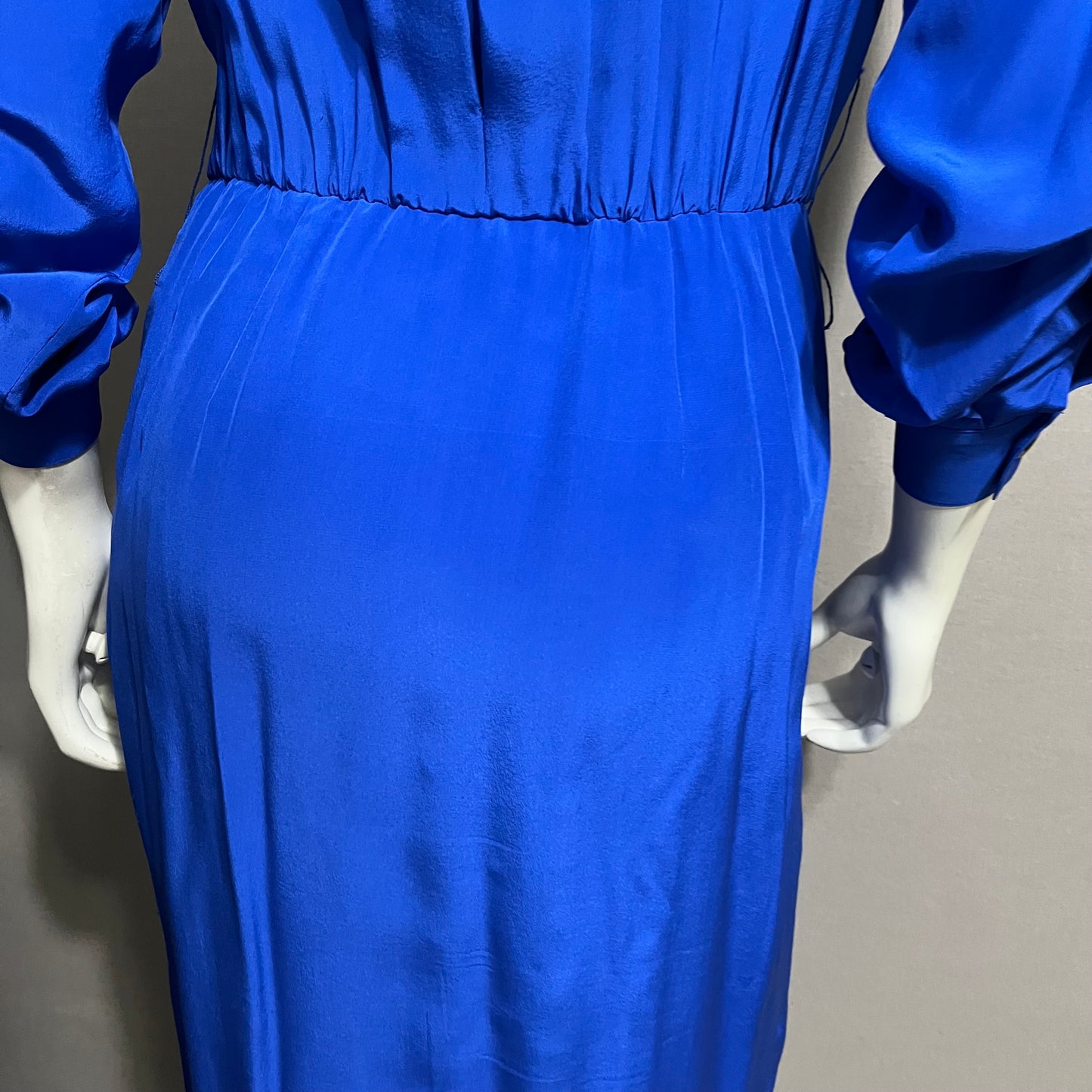 Vintage Liz Claiborne 100% Silk Cobalt Blue Button Front Dress Sz-4