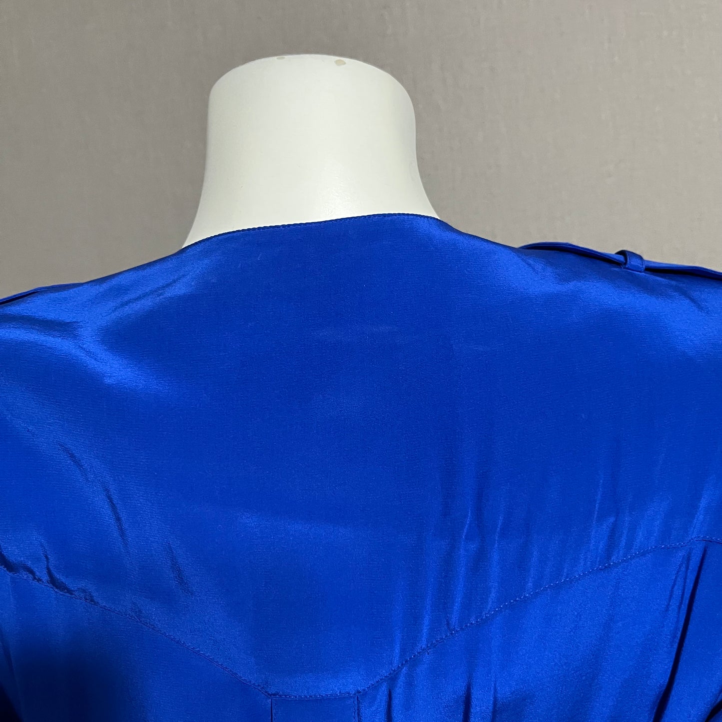 Vintage Liz Claiborne 100% Silk Cobalt Blue Button Front Dress Sz-4