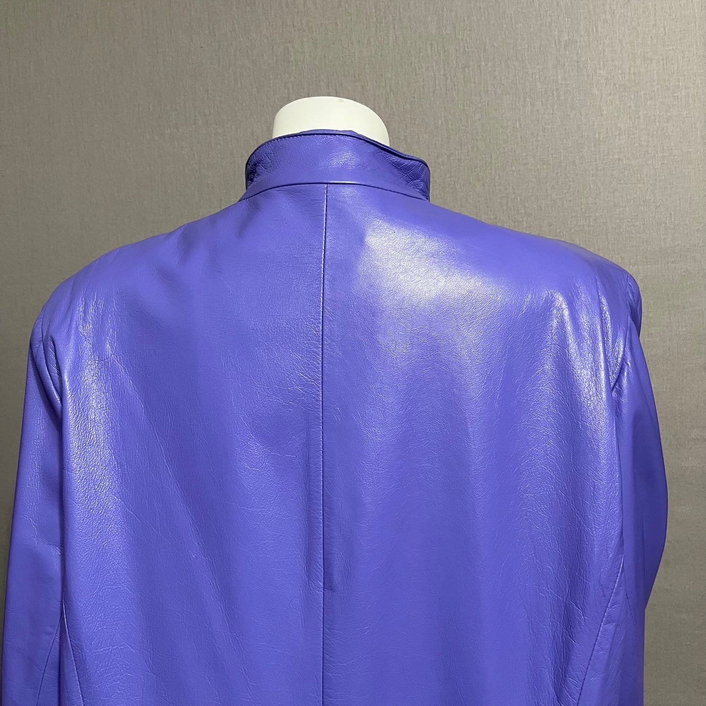 Vintage Lavender Open Front Genuine Leather Jacket Sz-XXL