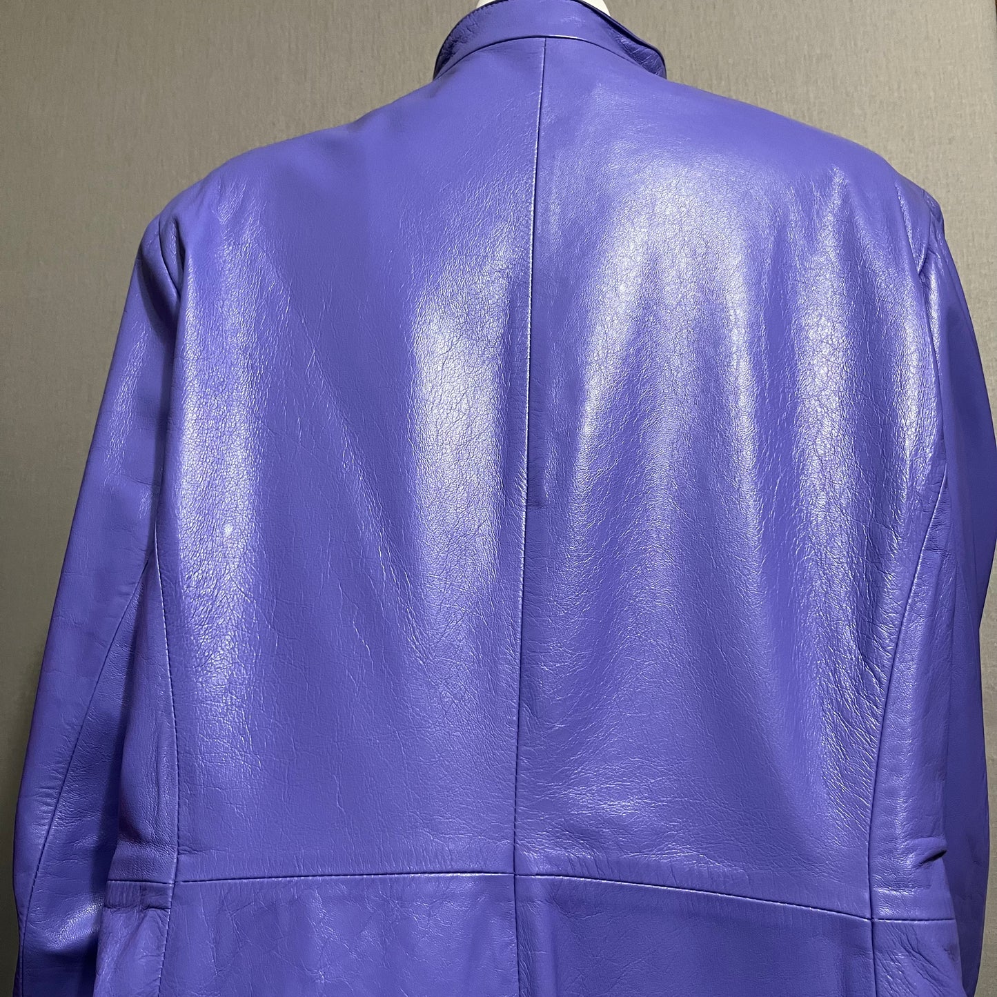 Vintage Lavender Open Front Genuine Leather Jacket Sz-XXL