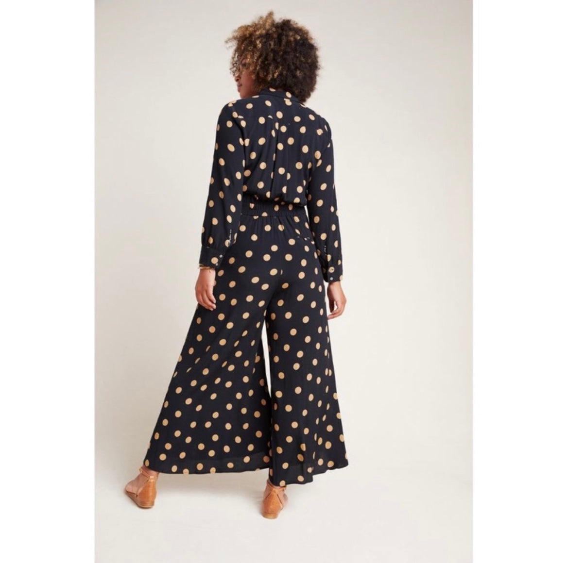 Anthropologie Loveland Wide-Leg Polka Dot Jumpsuit Sz-12