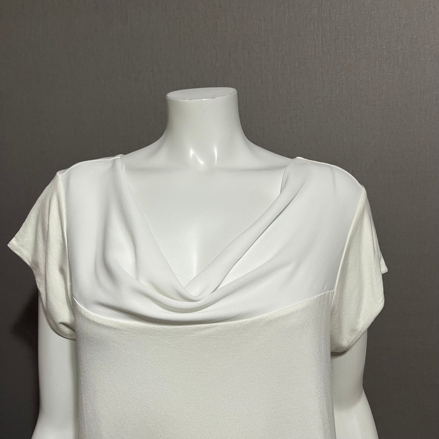 Banana Republic White Sheer Cowl Neck T-Shirt Sz-XL