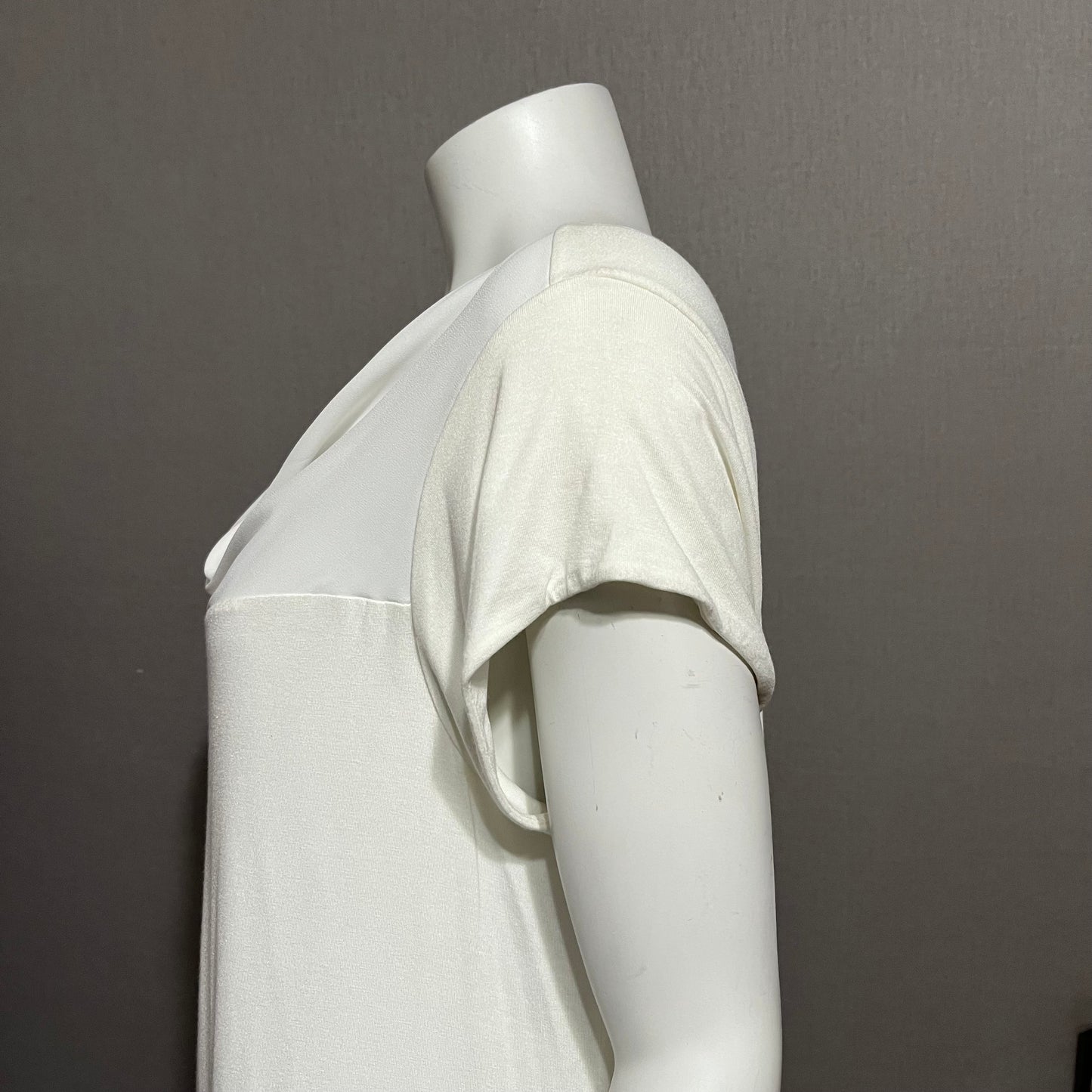 Banana Republic White Sheer Cowl Neck T-Shirt Sz-XL