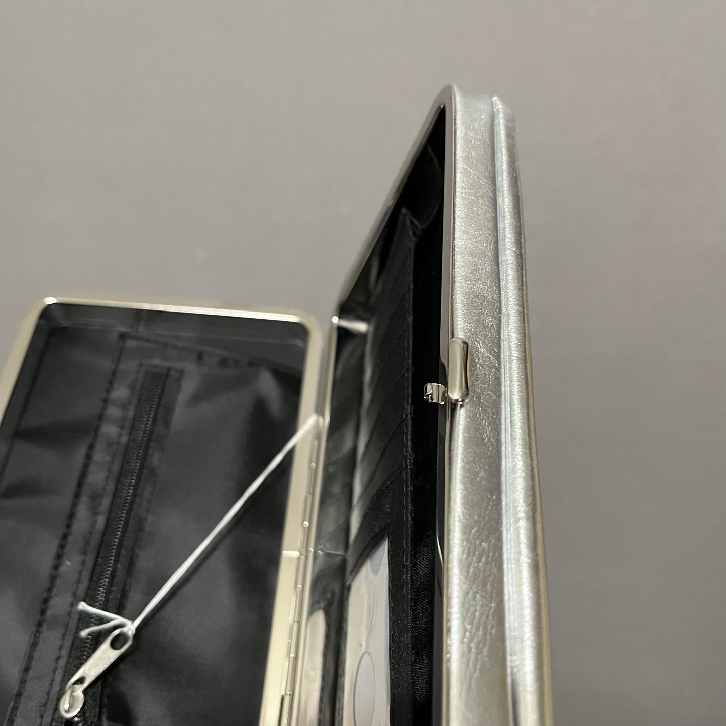 Silver Metallic Wallet Clutch Bag