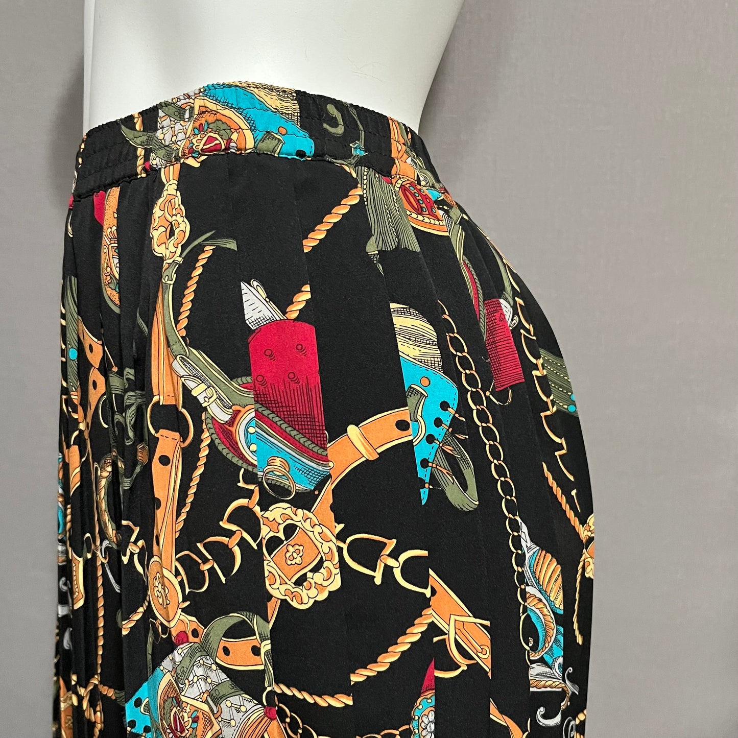 Vintage Alfred Dunner Chain & Belt Pleated Skirt Sz-14
