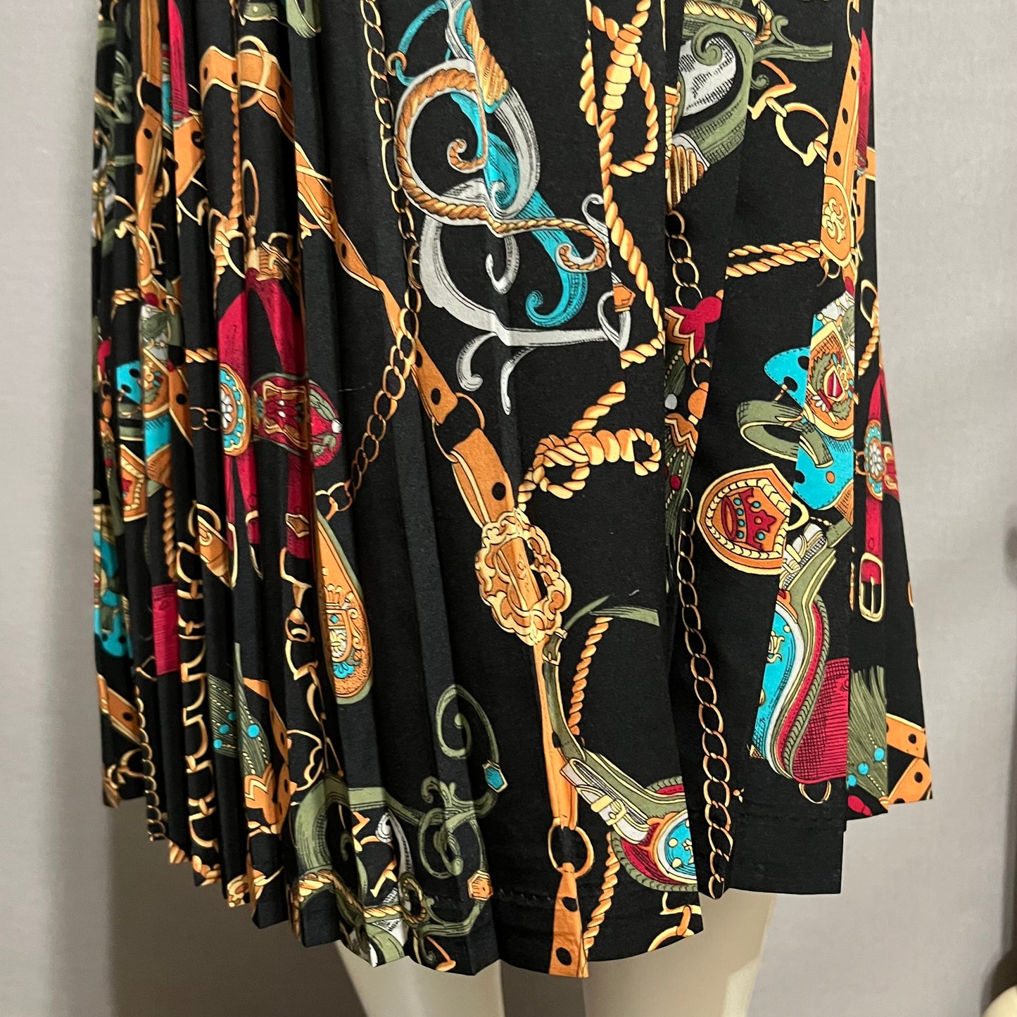 Vintage Alfred Dunner Chain & Belt Pleated Skirt Sz-14