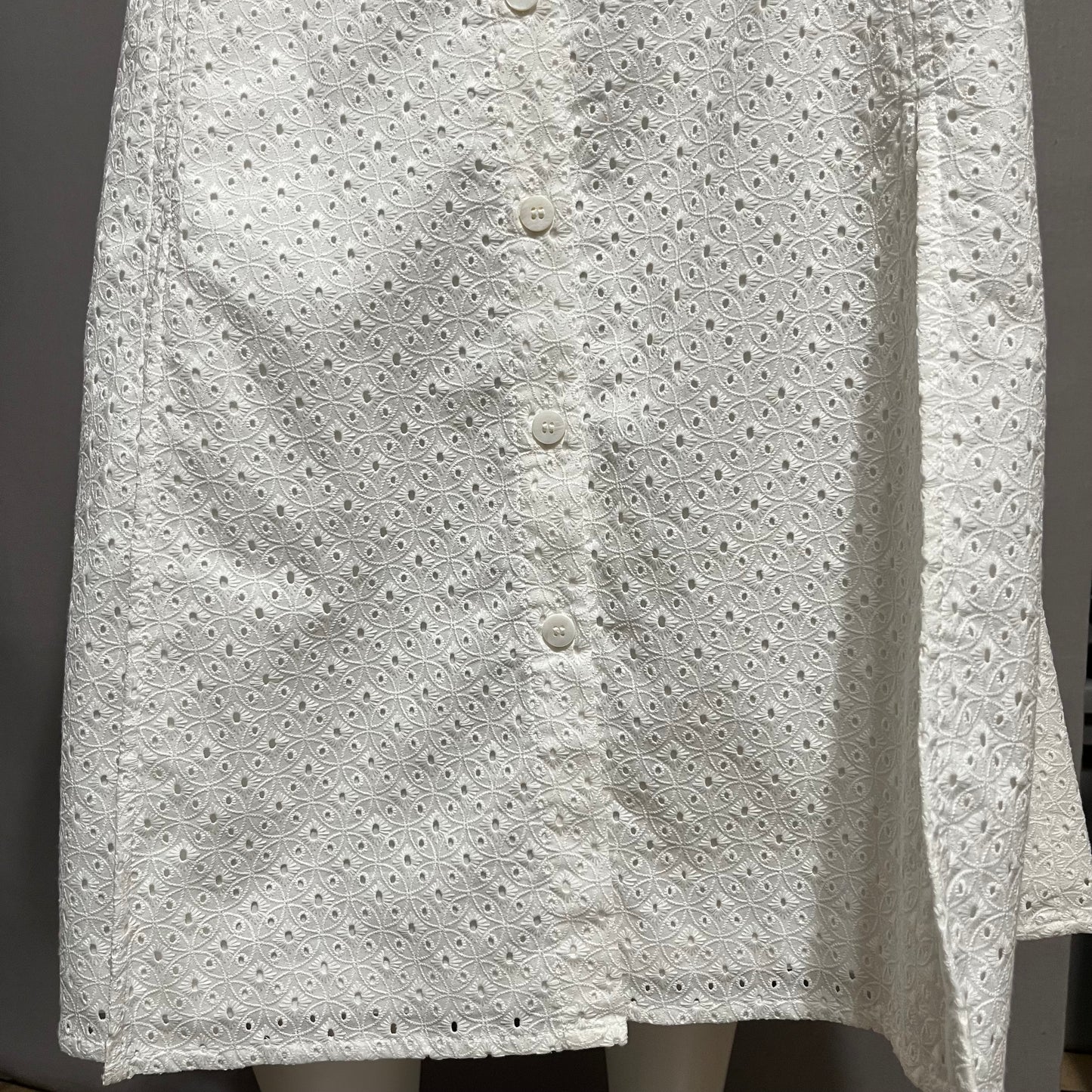 White Etcetera 100% Cotton Eyelet With Split Midi Skirt Sz-Small/Medium