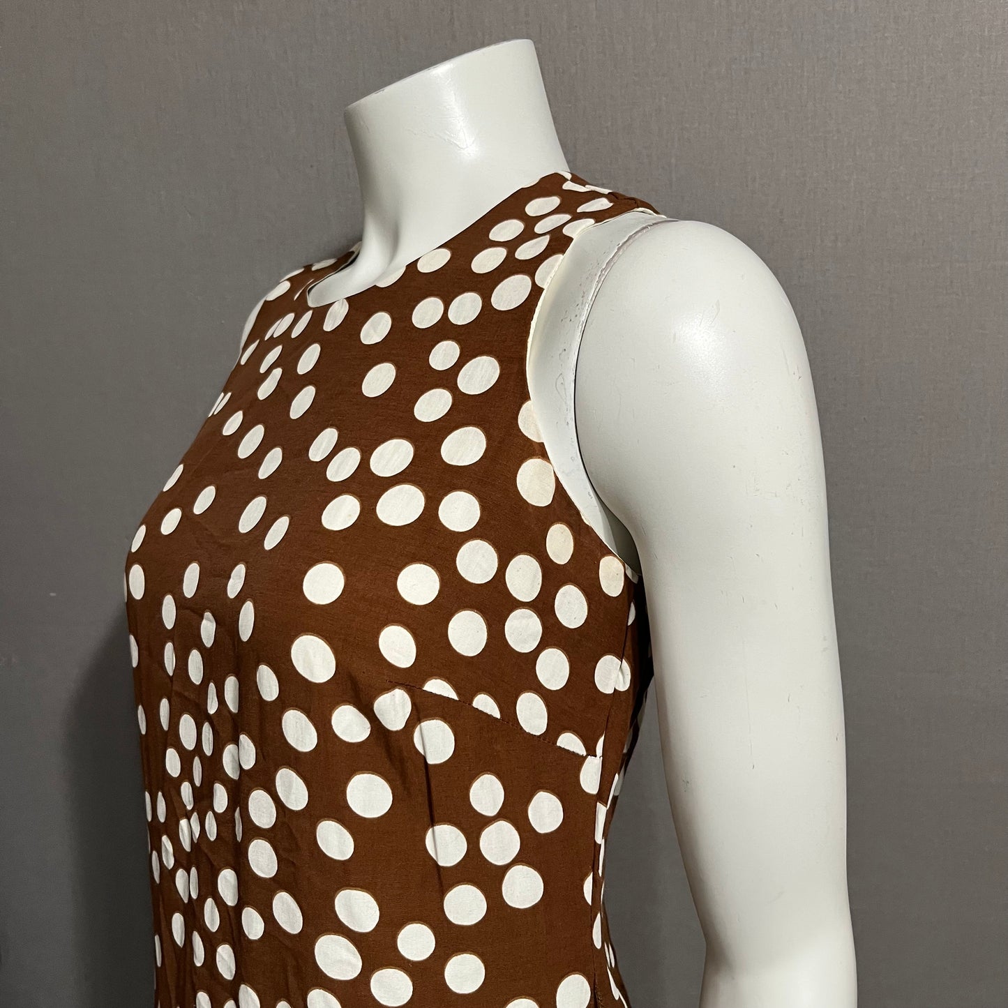 Vintage Helen Blake Brown With Polka Dot Dress Sz-6 (Small)