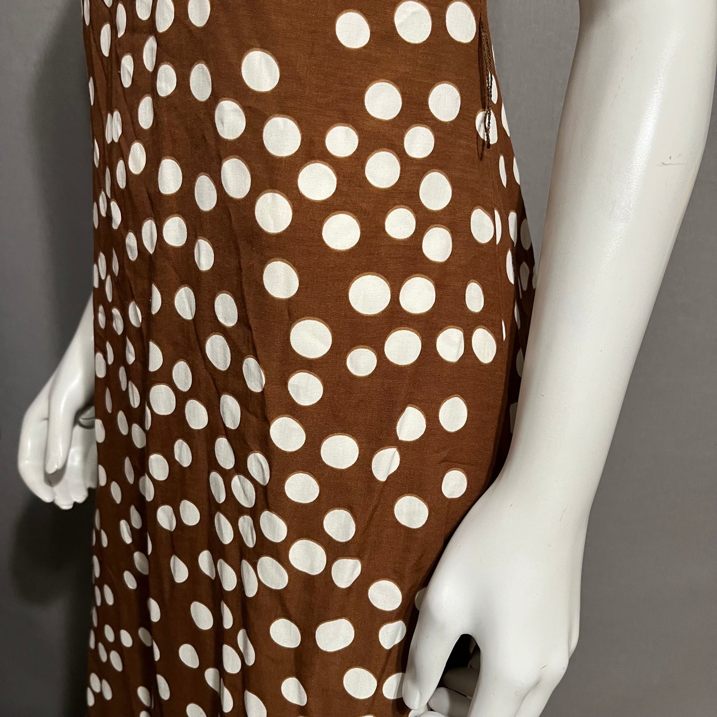 Vintage Helen Blake Brown With Polka Dot Dress Sz-6 (Small)