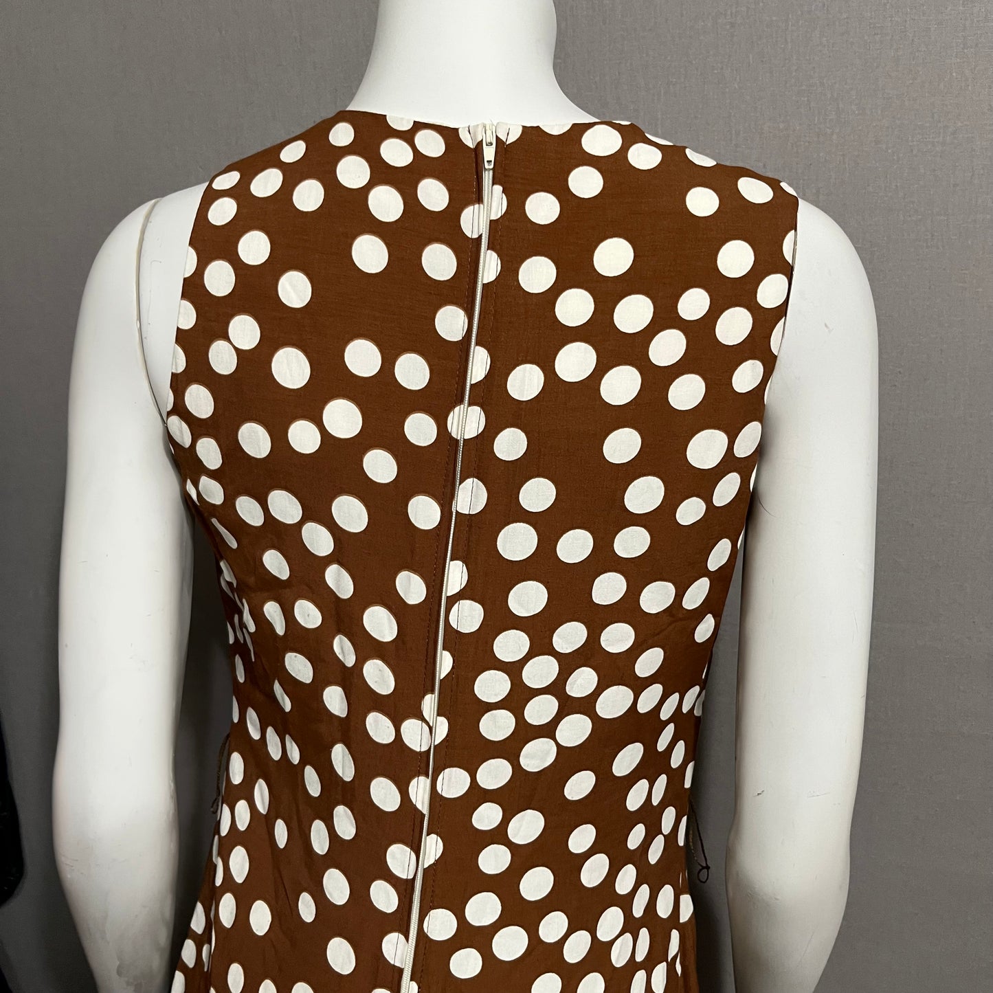 Vintage Helen Blake Brown With Polka Dot Dress Sz-6 (Small)