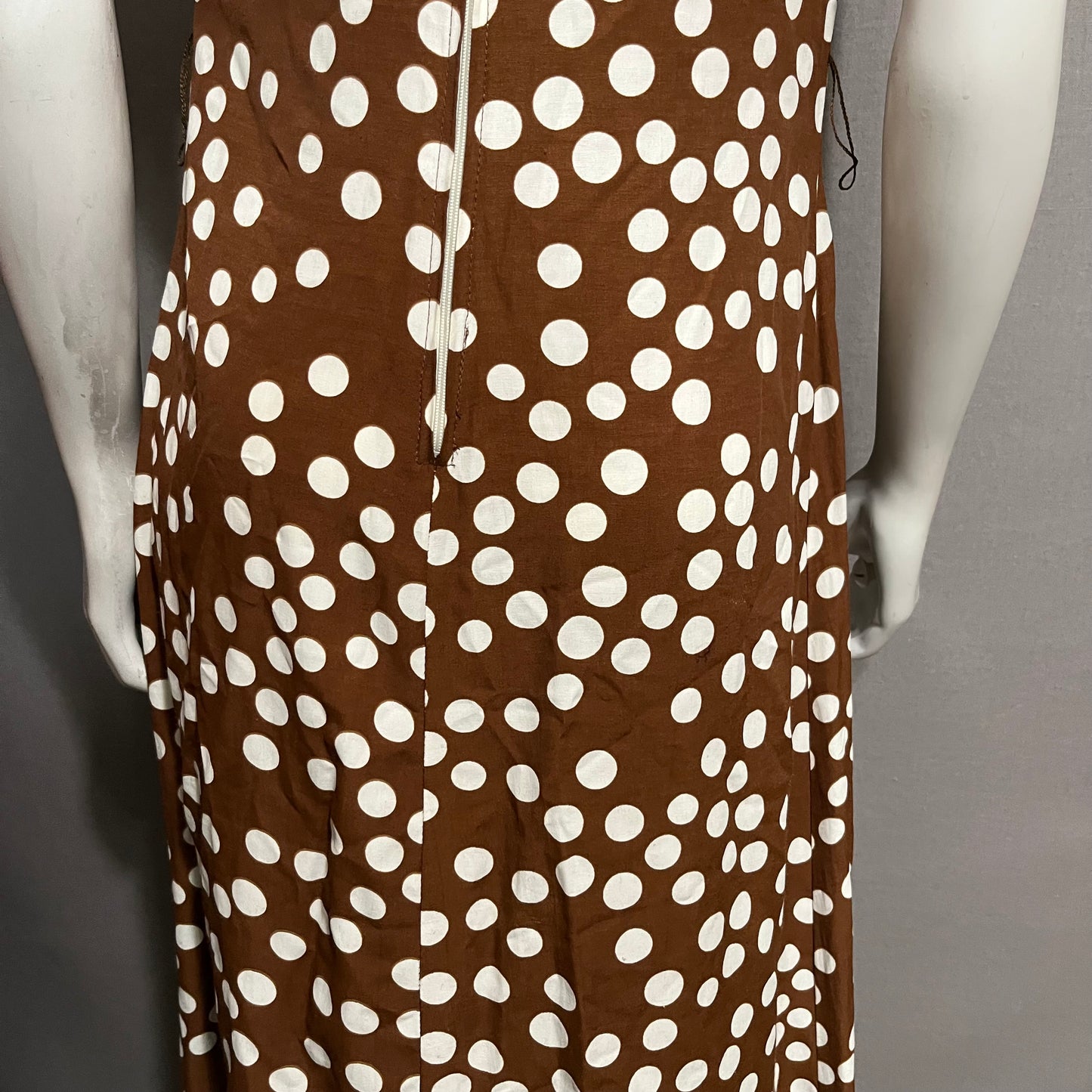 Vintage Helen Blake Brown With Polka Dot Dress Sz-6 (Small)