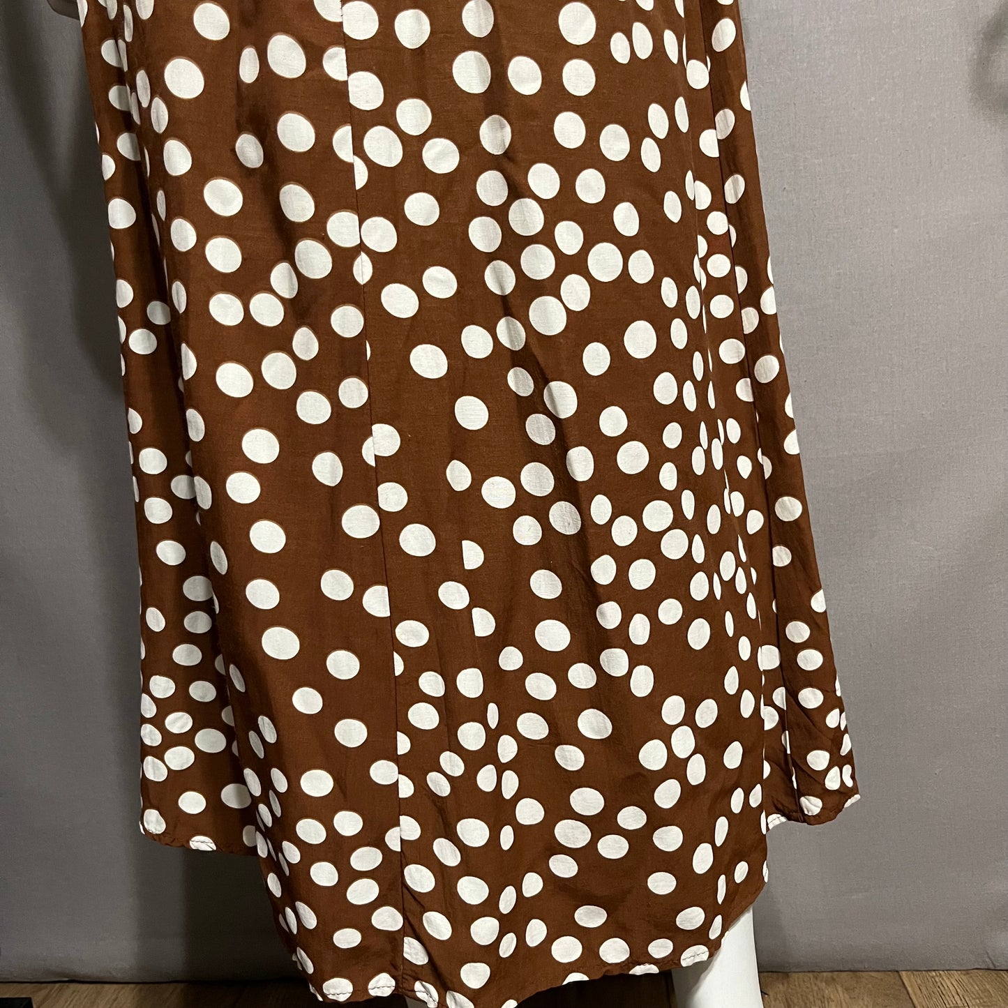 Vintage Helen Blake Brown With Polka Dot Dress Sz-6 (Small)