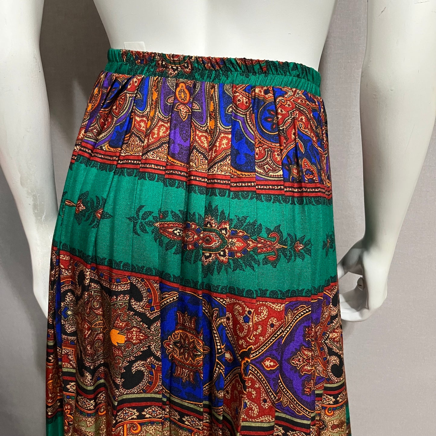 Vintage Jewel Tone Printed MIDI Skirt Sz-14