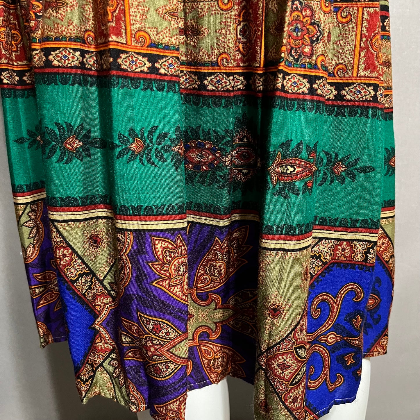 Vintage Jewel Tone Printed MIDI Skirt Sz-14