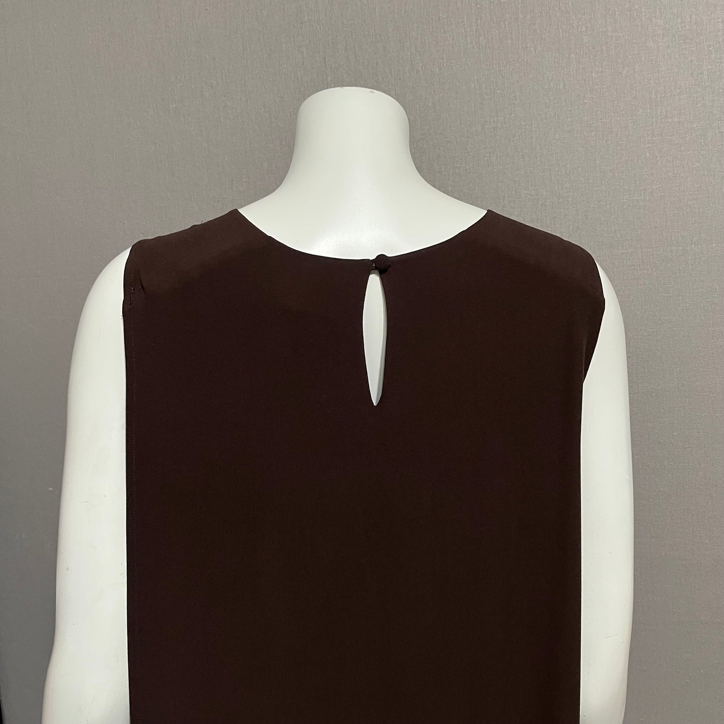 Eileen Fisher Chocolate Brown Overlay Shift Dress Sz-Large