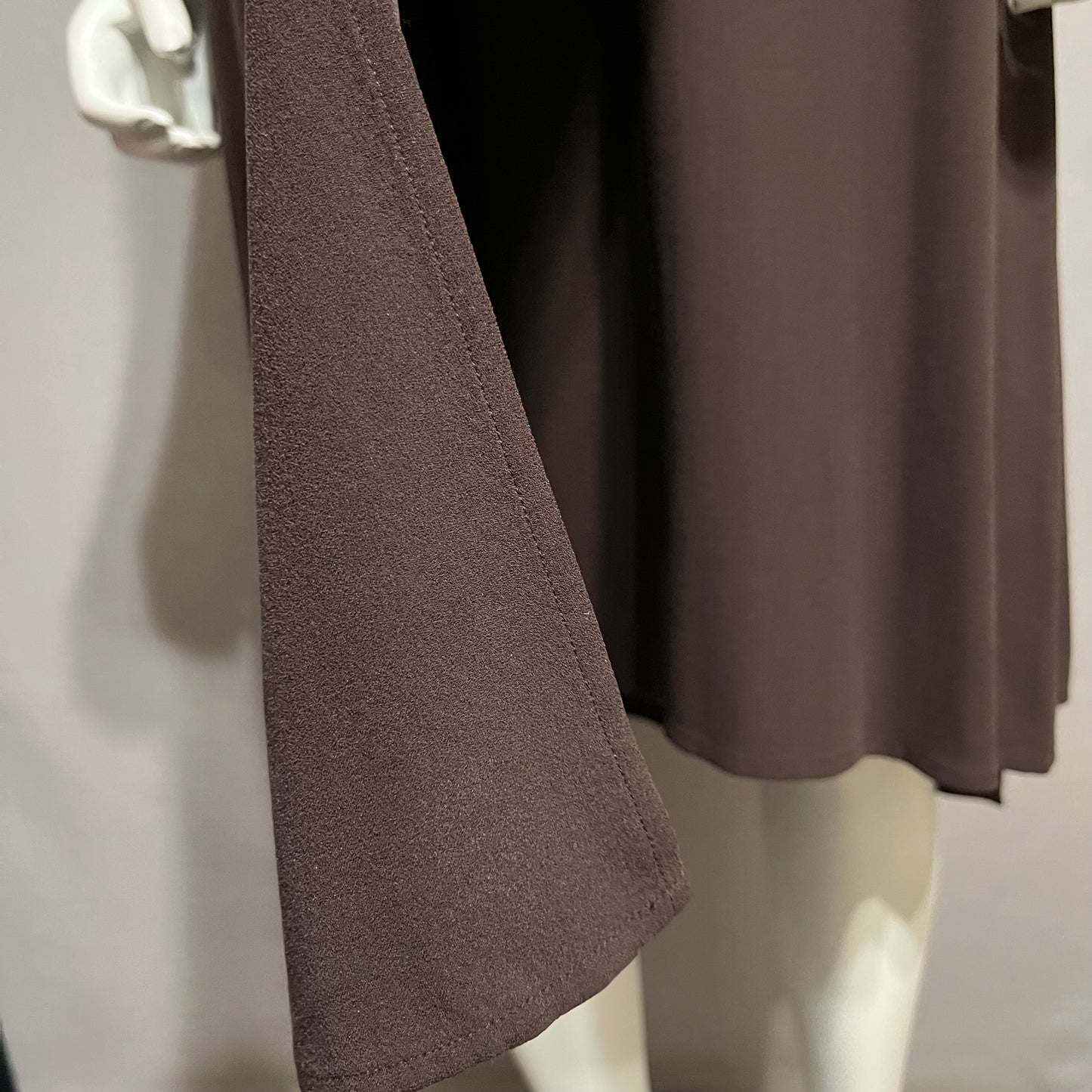 Eileen Fisher Chocolate Brown Overlay Shift Dress Sz-Large