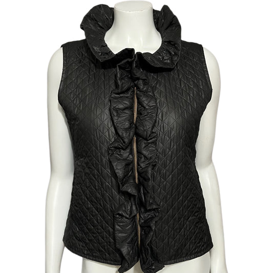Sara Campbell Biack Ruffle Collar Vest Sz-Large