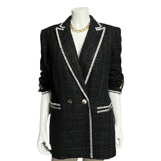 Ann Taylor Black Tweed Blazer Sz-Large