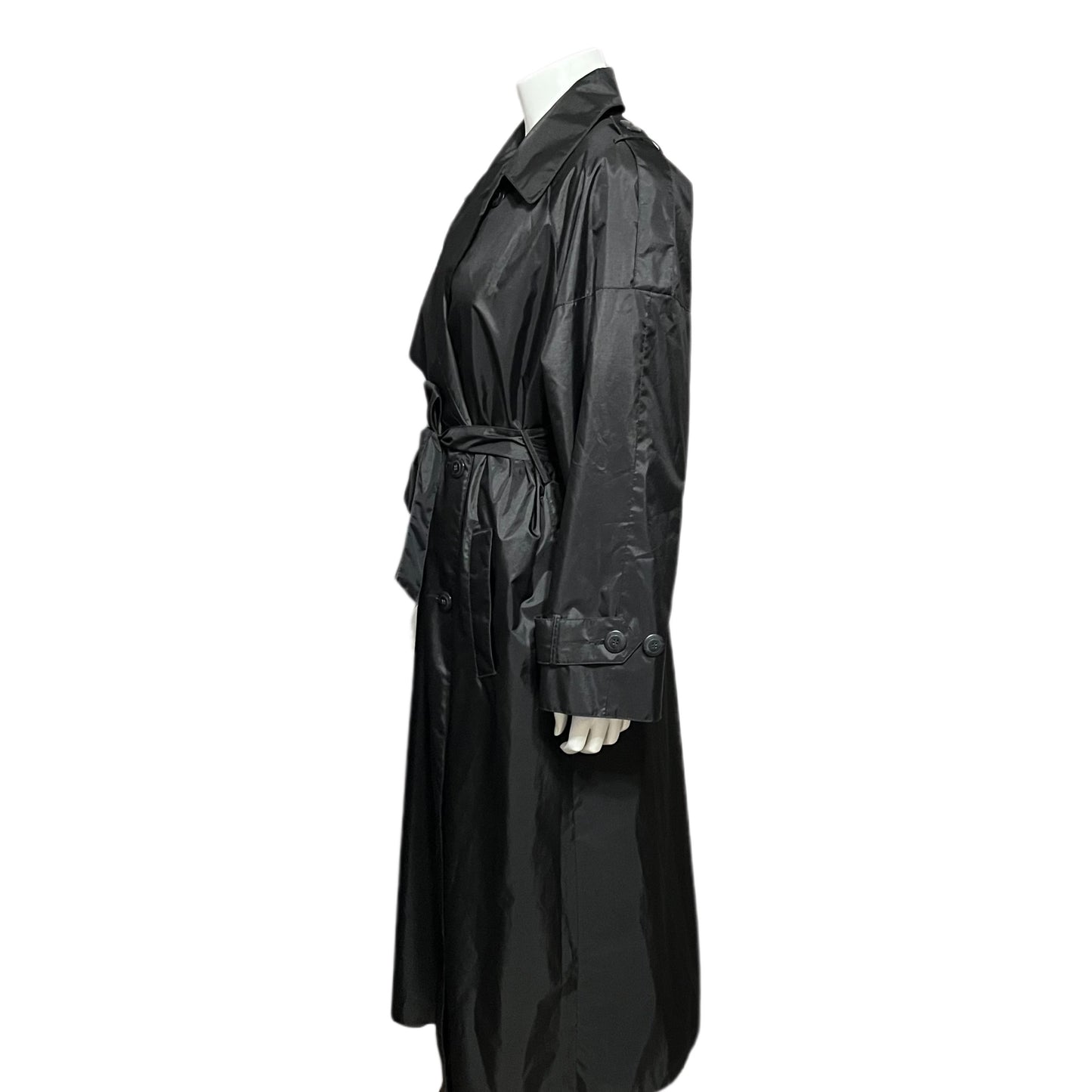 J Gallery Black Nylon Trench Jacket Sz-12