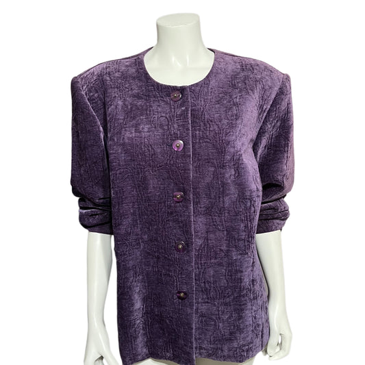 Koret Purple Velvet Textured Blazer Sz-18W